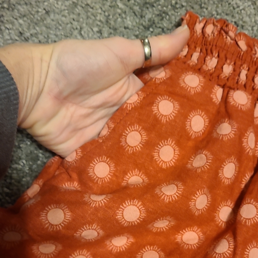 Universal Thread Orange Patterned High Waist Shor… - image 2